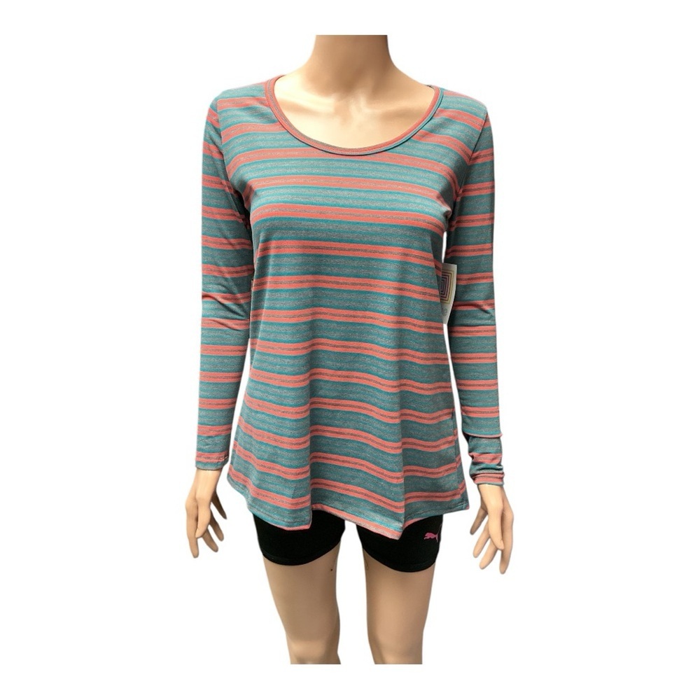 LuLaRoe - NWT - Lynnae Gray, Teal, & Peach Tunic T-Shirt Relaxed Fit
